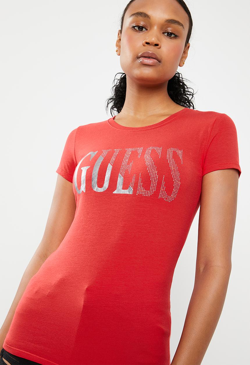 GUESS - Guess split logo tee - red