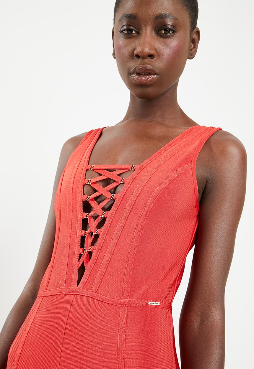 SISSY BOY - Front lace up detailed jumpsuit - red