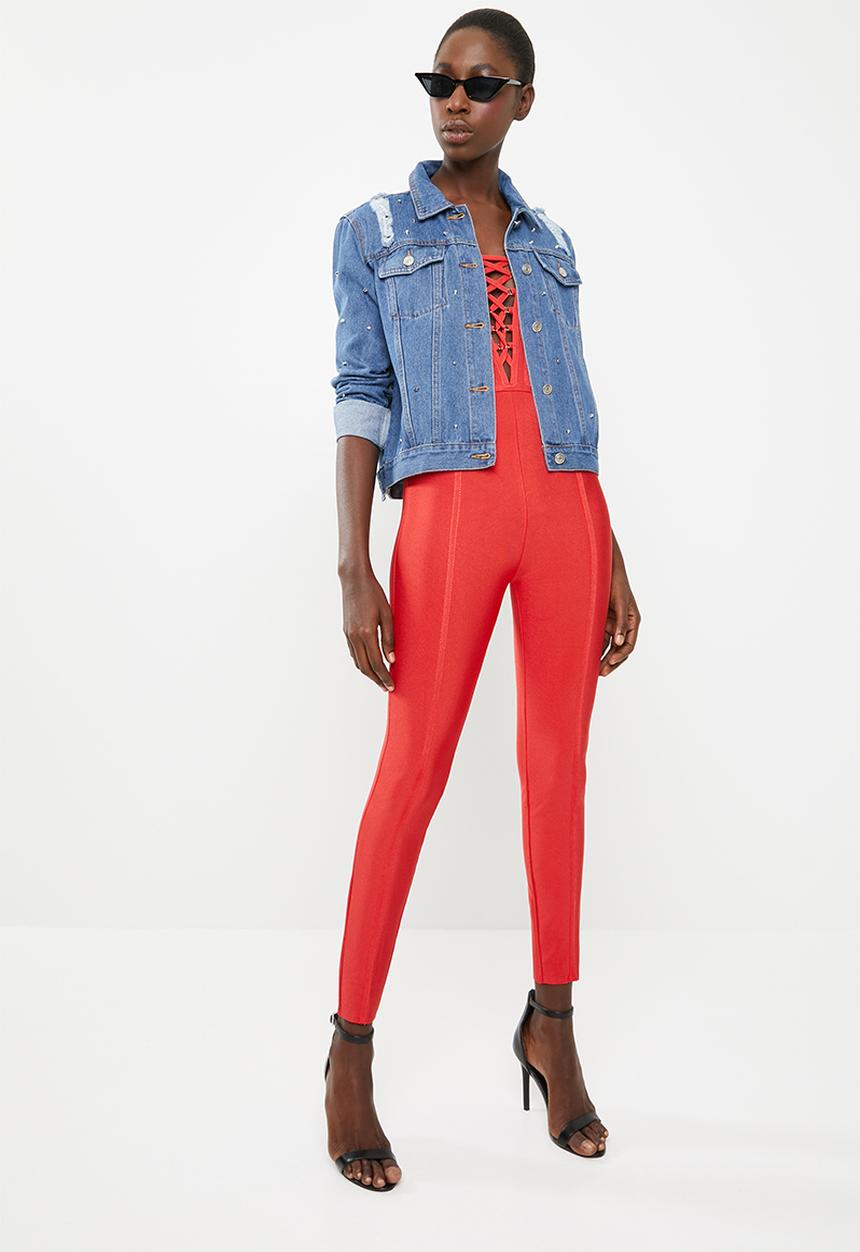 SISSY BOY - Front lace up detailed jumpsuit - red