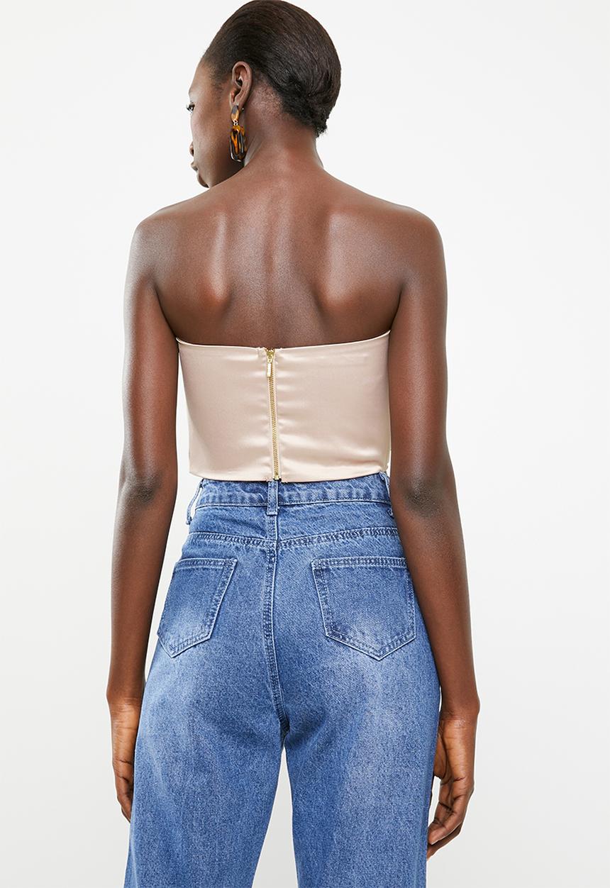 SISSY BOY - Satin crop top - neutral