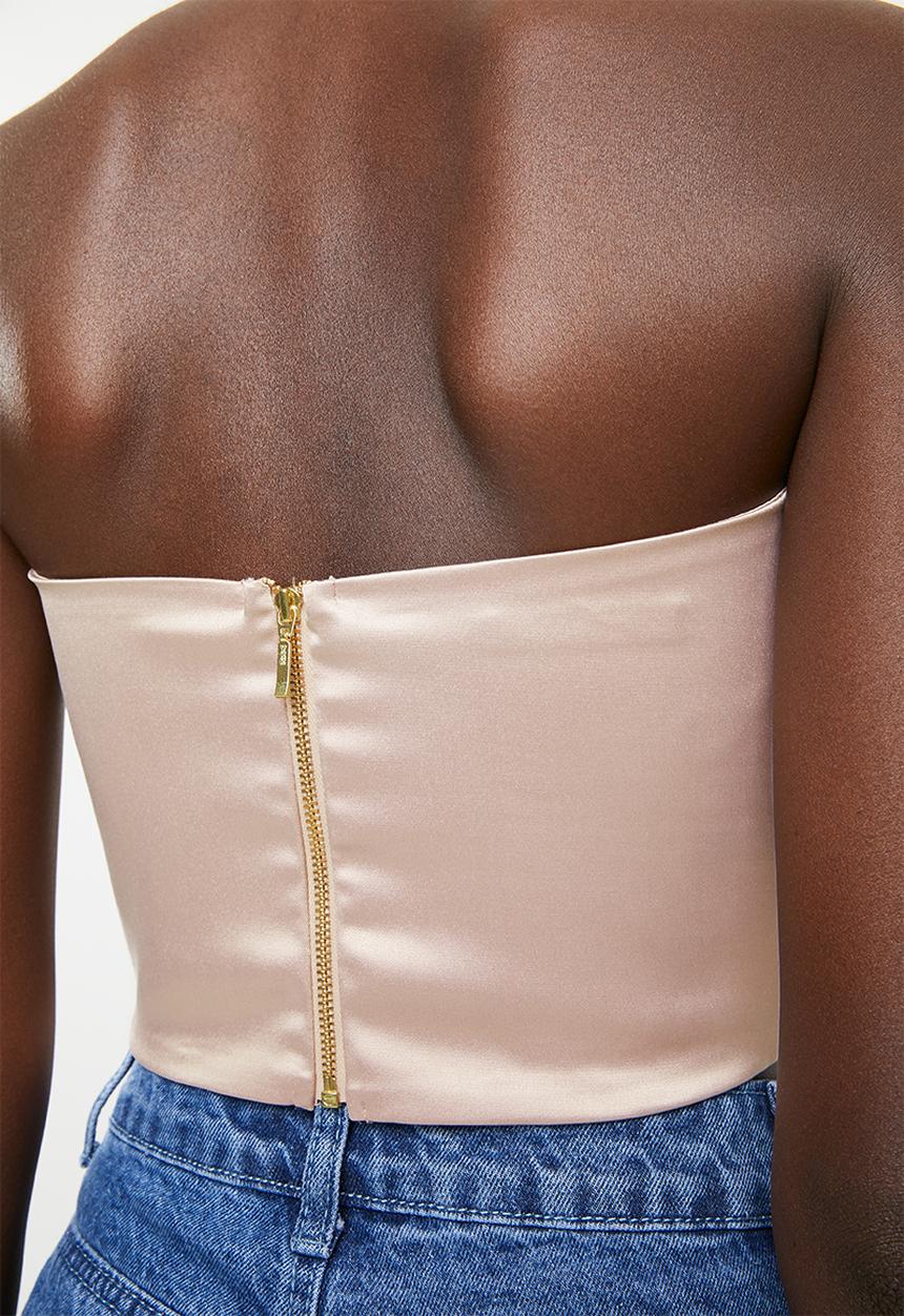 SISSY BOY - Satin crop top - neutral