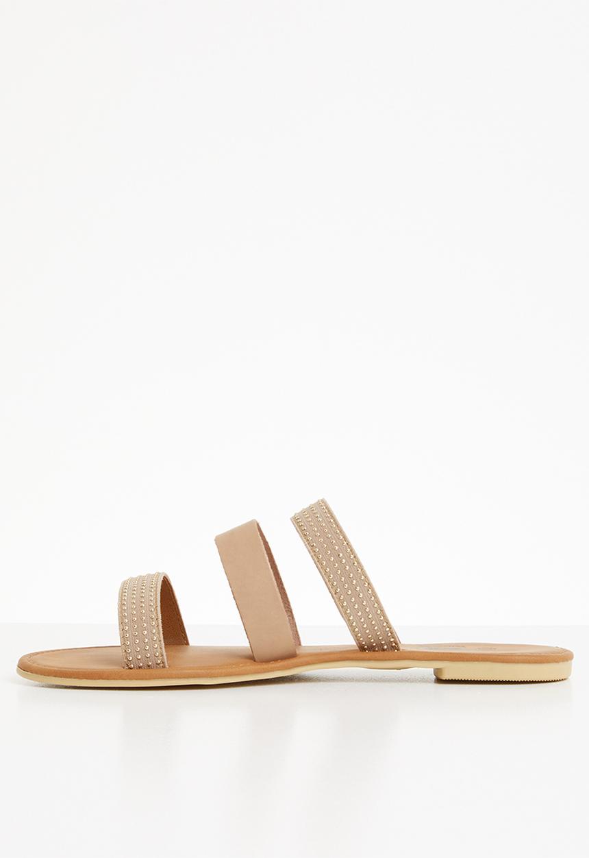 edit - Leather studded sandals - neutral