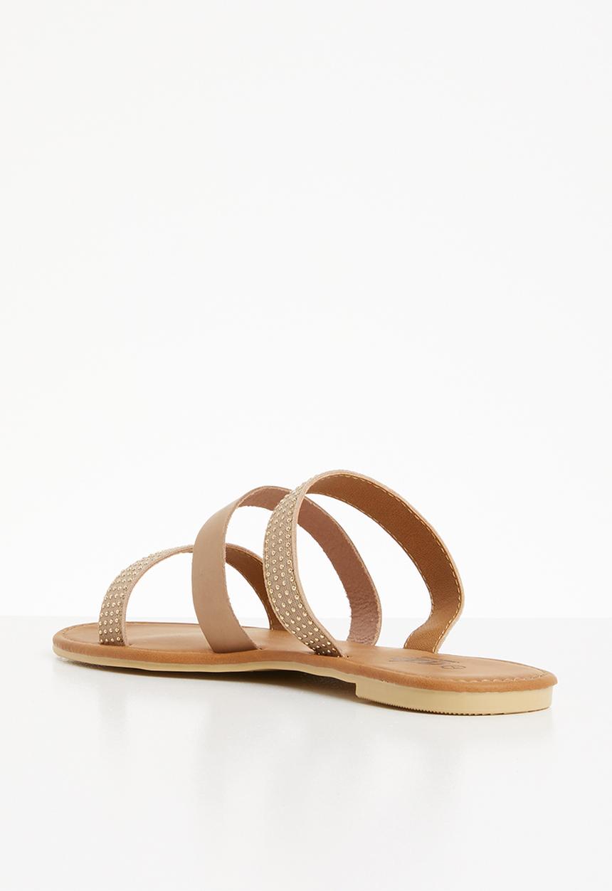 edit - Leather studded sandals - neutral