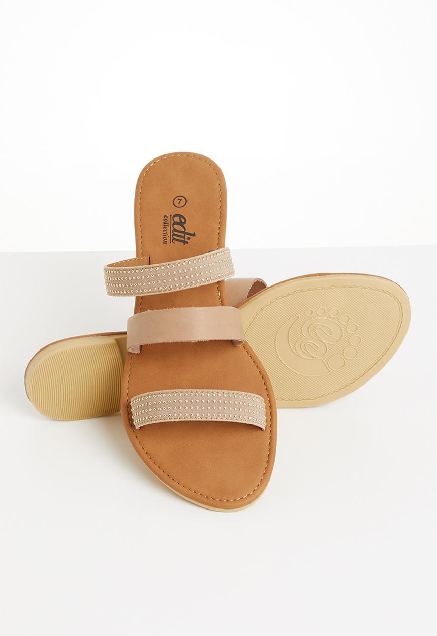 edit - Leather studded sandals - neutral