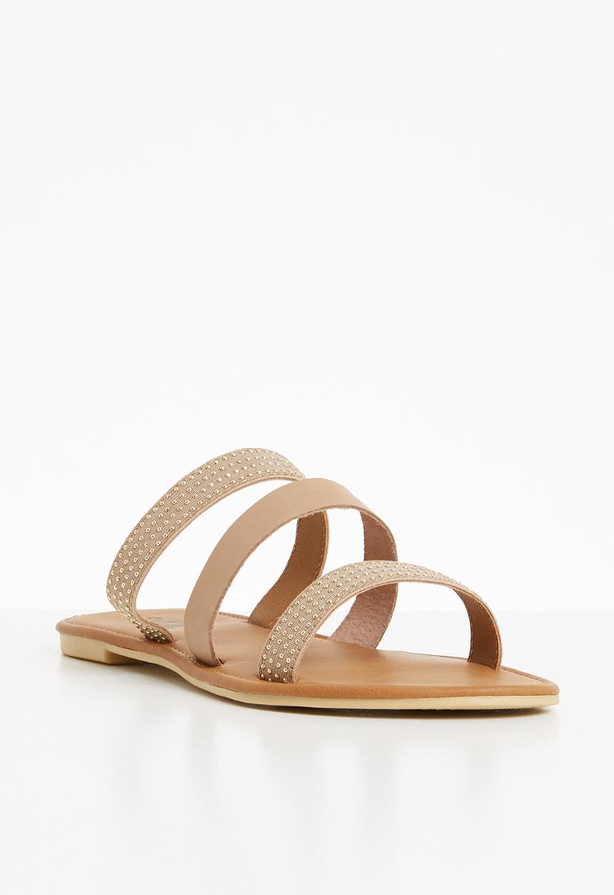 edit - Leather studded sandals - neutral