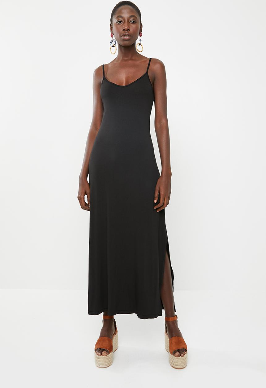 c(inch) - Strap detail maxi dress - black