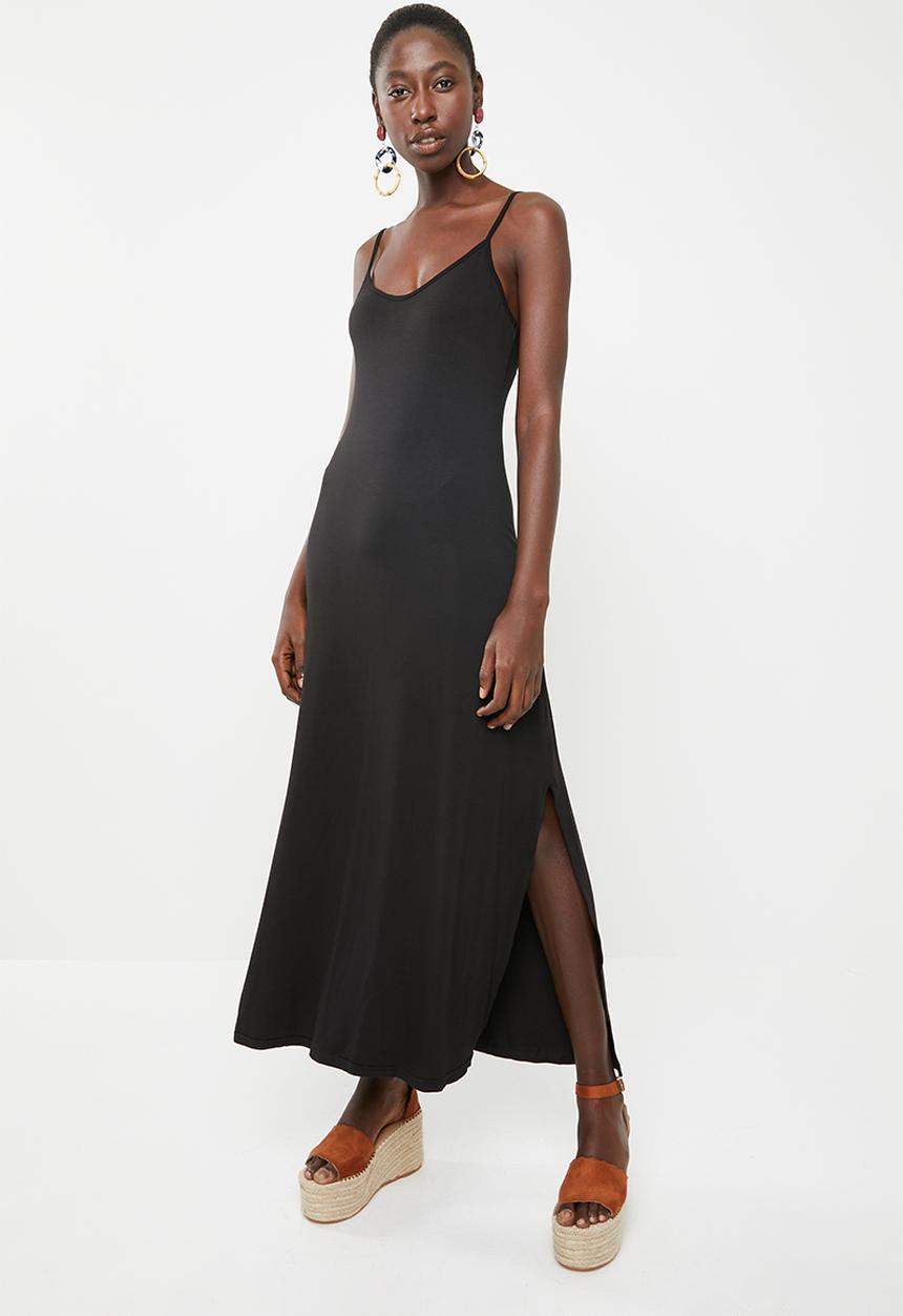 c(inch) - Strap detail maxi dress - black