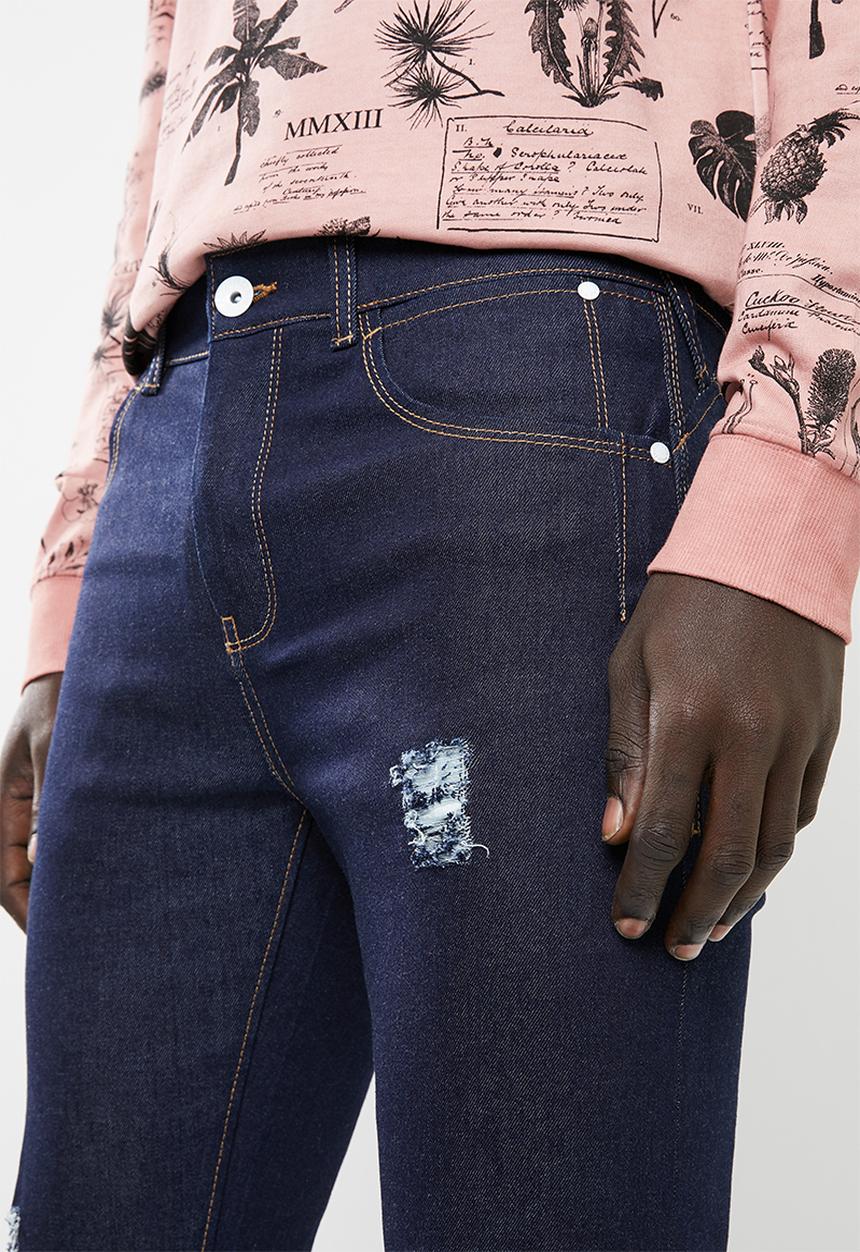 STYLE REPUBLIC - Rip and repair skinny stretch jeans - blue