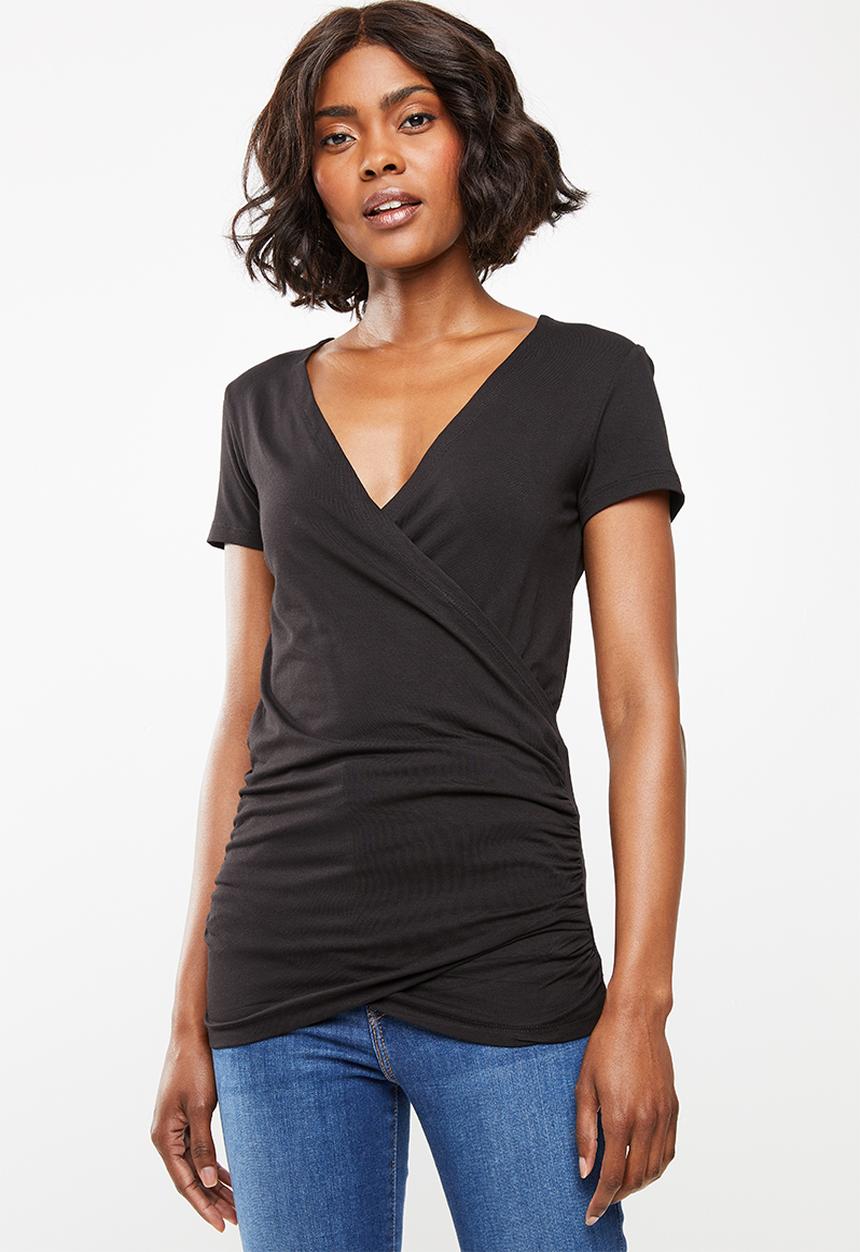 edit - Wrap over t-shirt - black