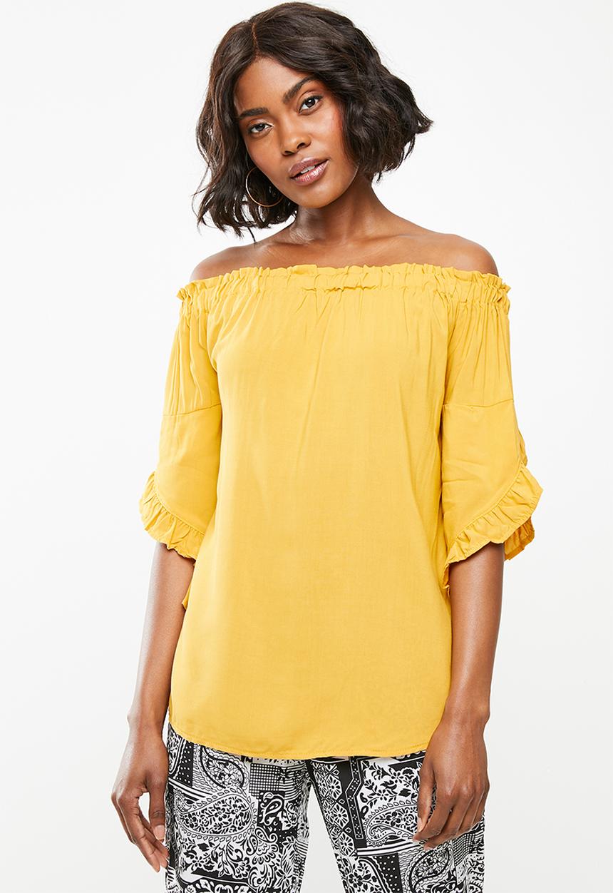 edit - Bardot 3/4 sleeve blouse - yellow