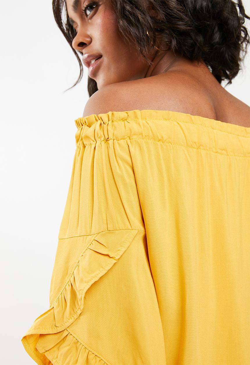 edit - Bardot 3/4 sleeve blouse - yellow