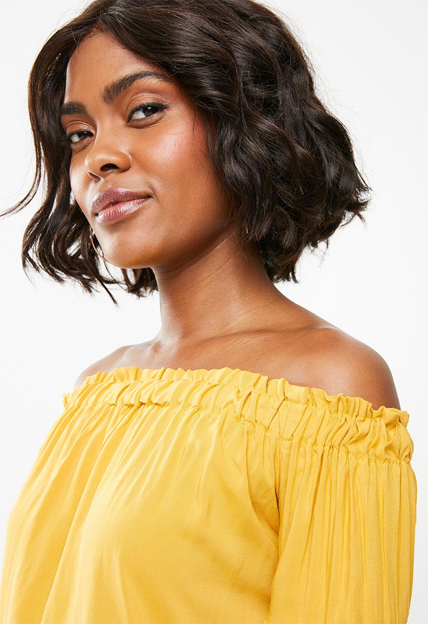 edit - Bardot 3/4 sleeve blouse - yellow