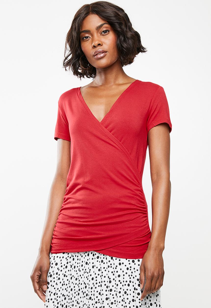 edit - Wrap over T-shirt - red