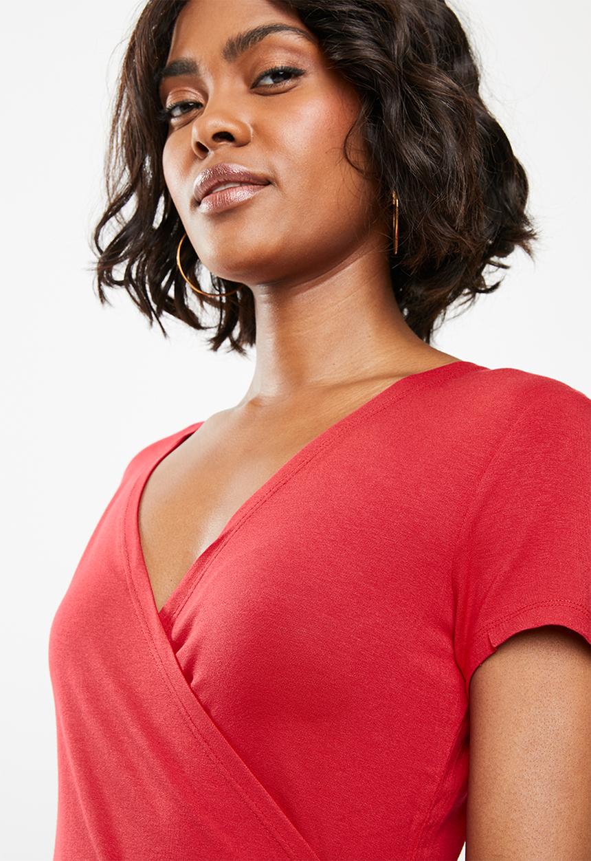 edit - Wrap over T-shirt - red
