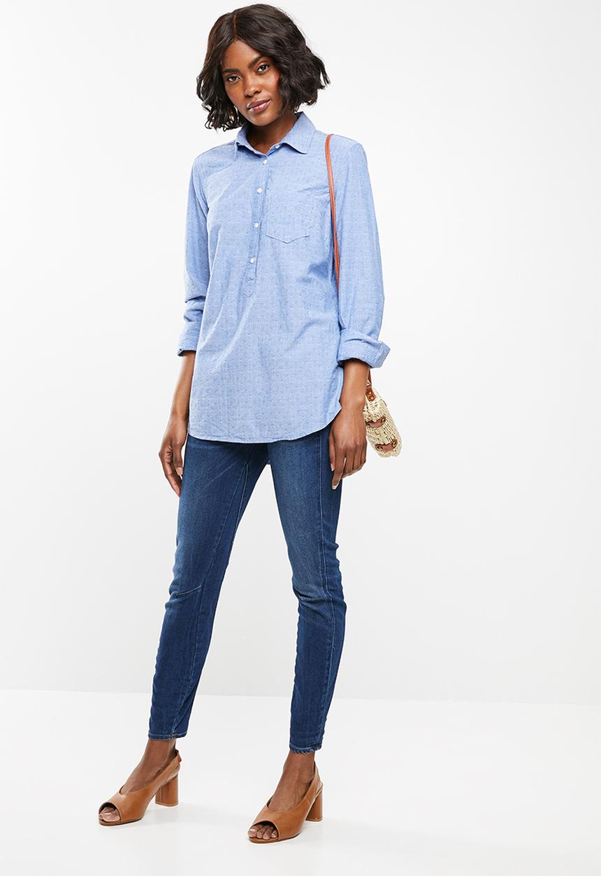 edit - Longer length shirt - blue