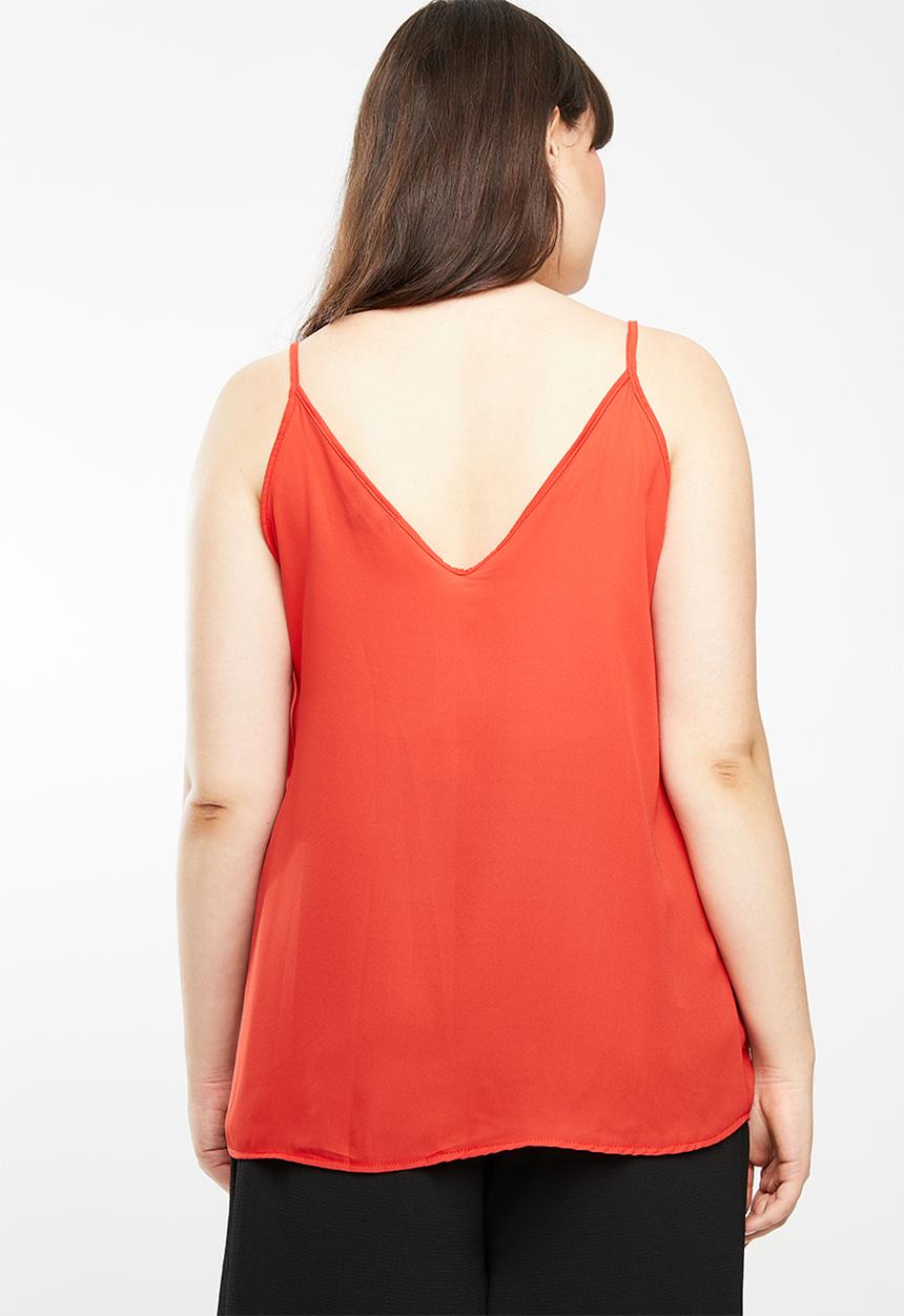 STYLE REPUBLIC PLUS - Frill cami - red
