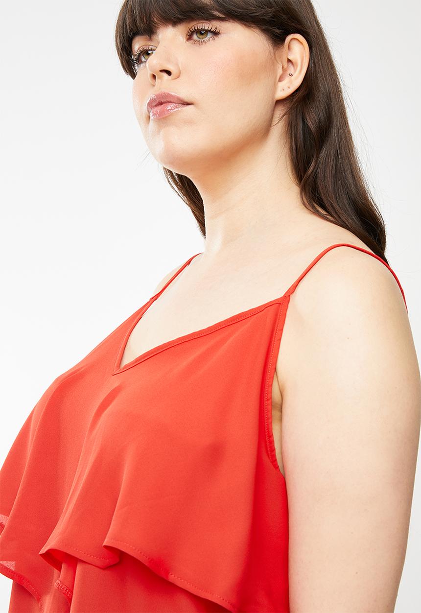 STYLE REPUBLIC PLUS - Frill cami - red