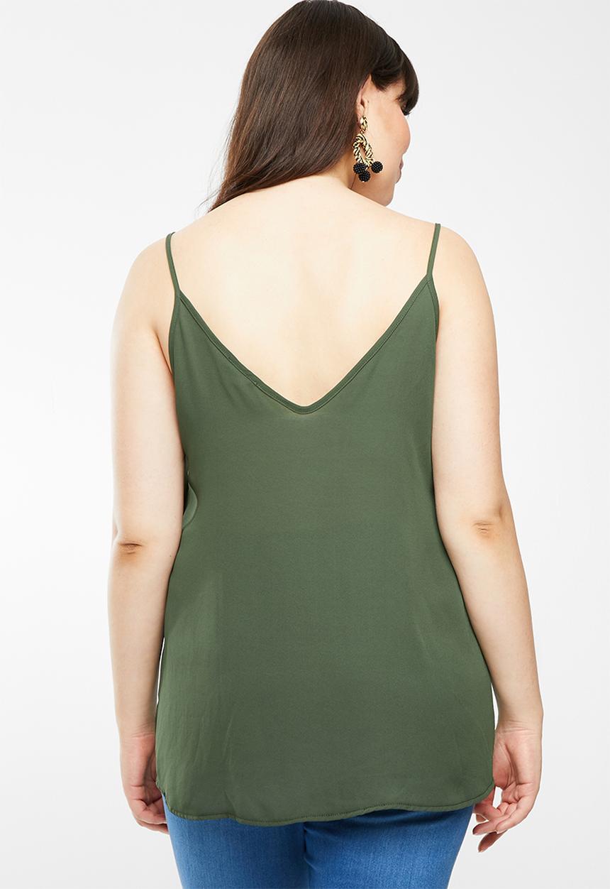 STYLE REPUBLIC PLUS - Frill cami - green