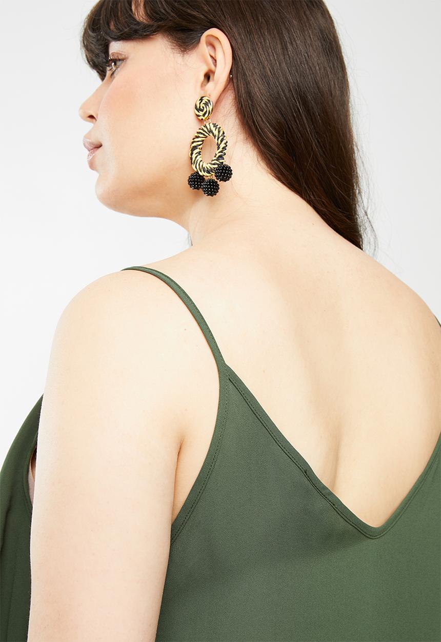 STYLE REPUBLIC PLUS - Frill cami - green