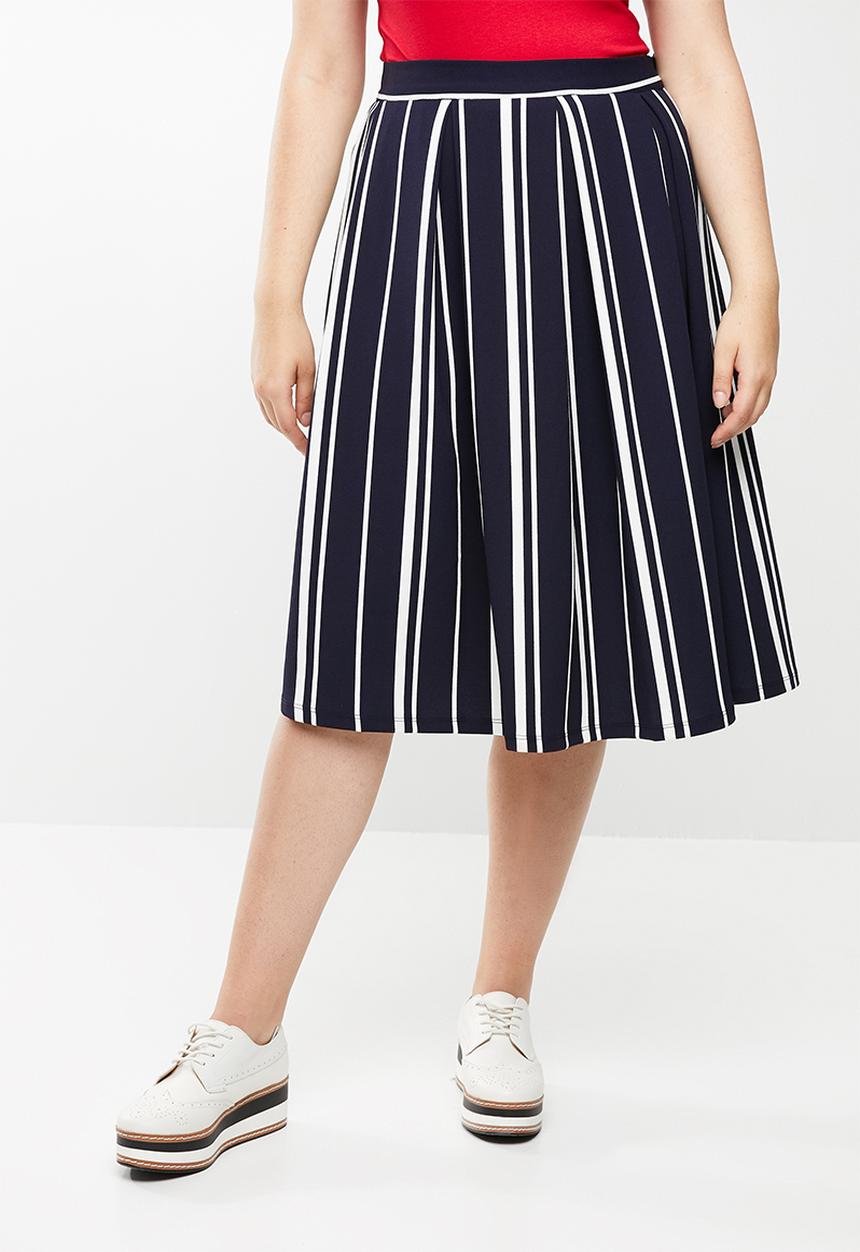 STYLE REPUBLIC PLUS - Fit and flare skirt - navy & white