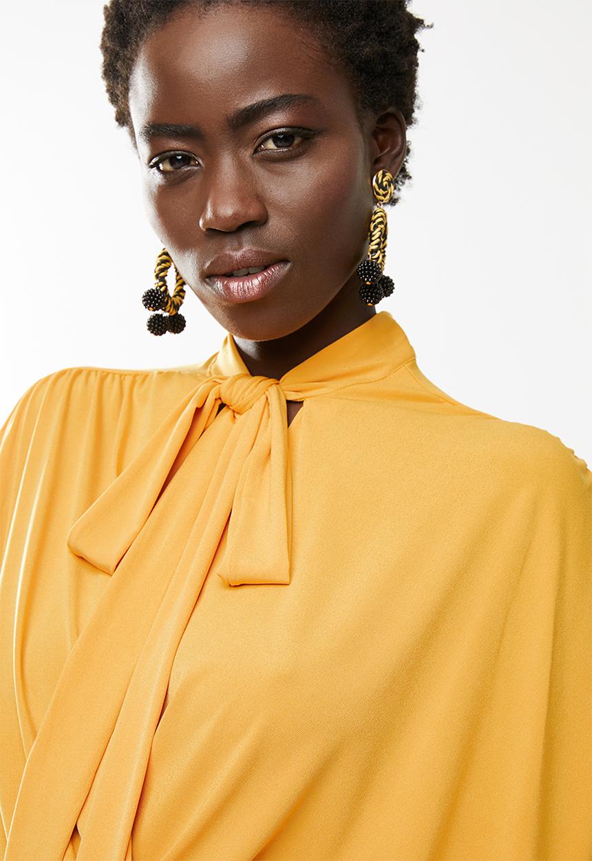 STYLE REPUBLIC - Kitty bow drape top - yellow