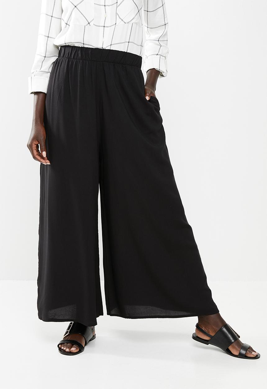 edit - Woven wide leg pants - black