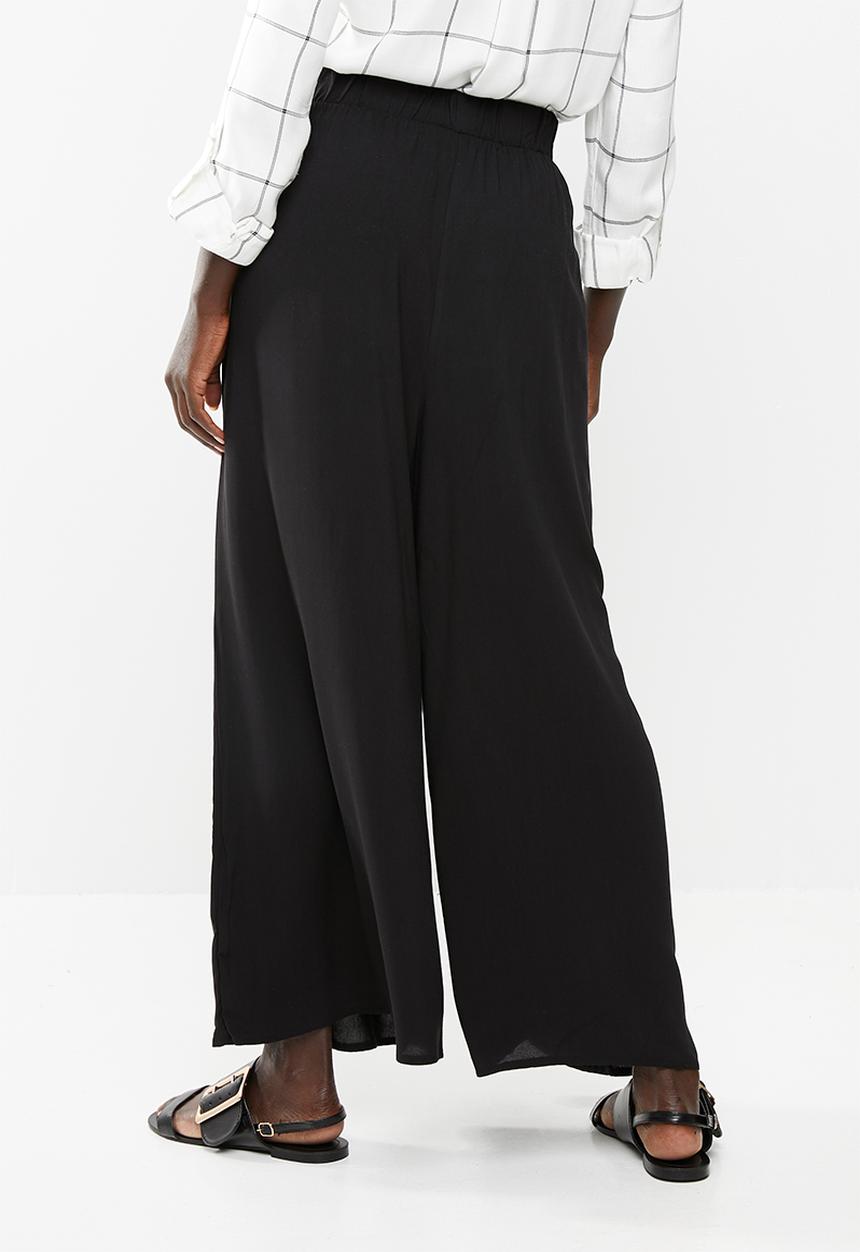 edit - Woven wide leg pants - black
