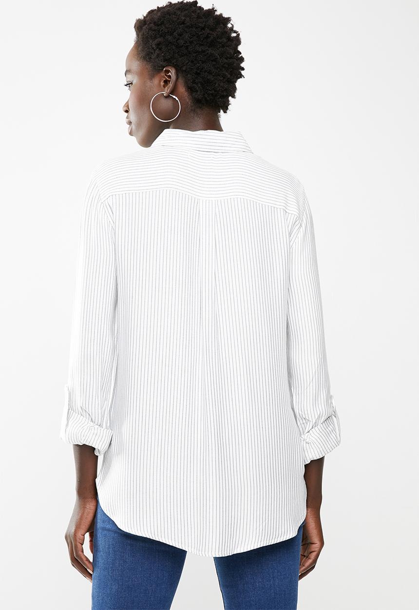 edit - Roll-up button down shirt - white