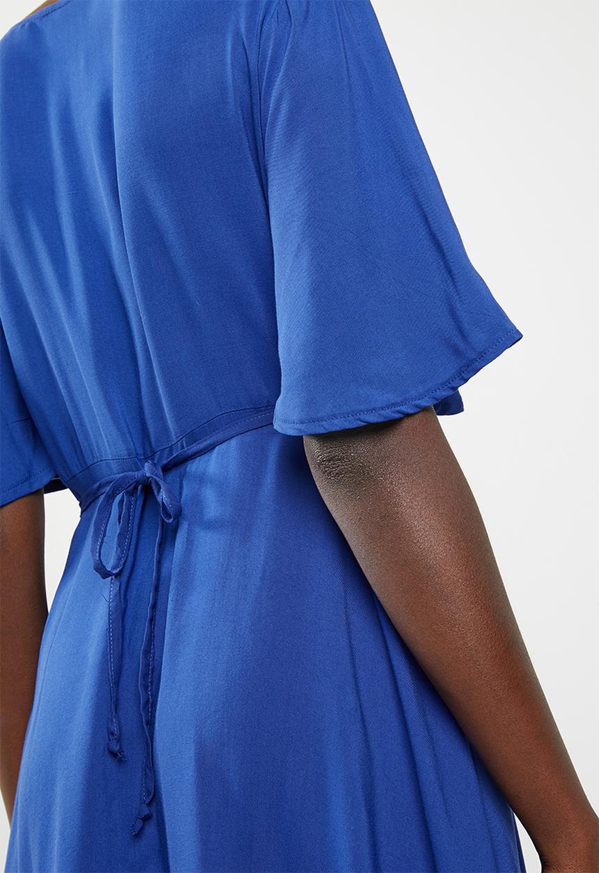 c(inch) - Frill detail wrap dress - blue