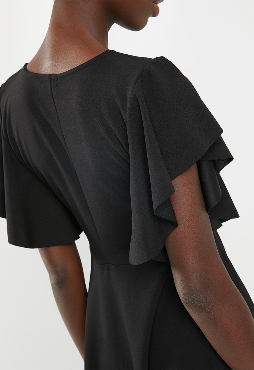 c(inch) - Sleeve detail fit and flare dress - black