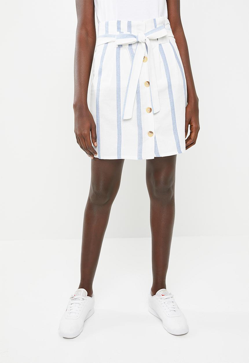 c(inch) - Paperbag mini skirt - blue & white