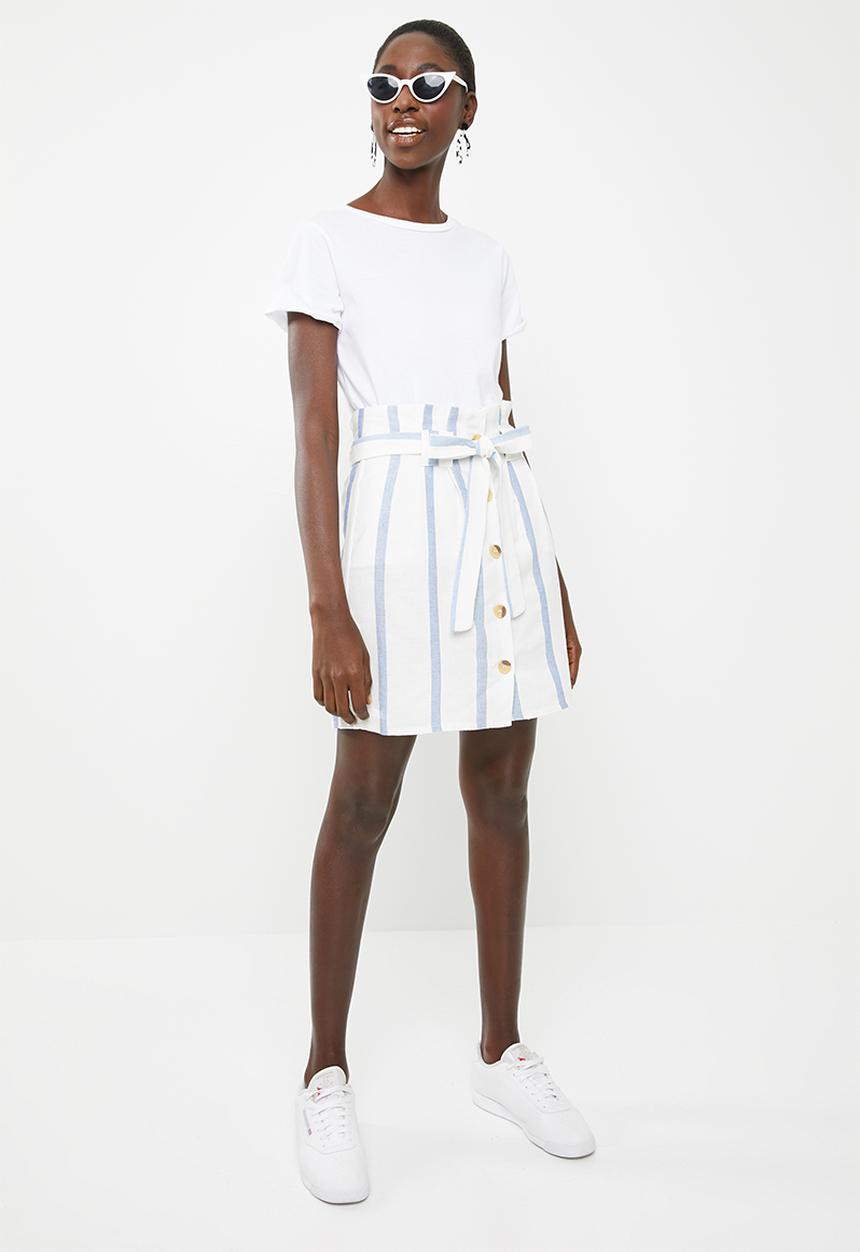 c(inch) - Paperbag mini skirt - blue & white
