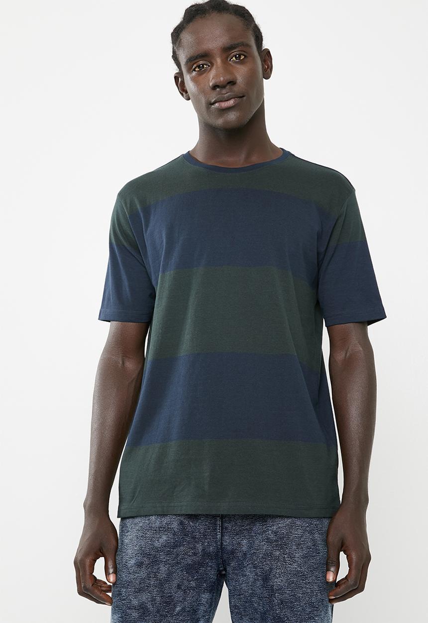 STYLE REPUBLIC - Colour block short sleeve tee - navy & green 