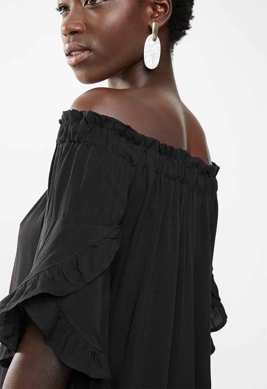 edit - Bardot 3/4 sleeve blouse - black