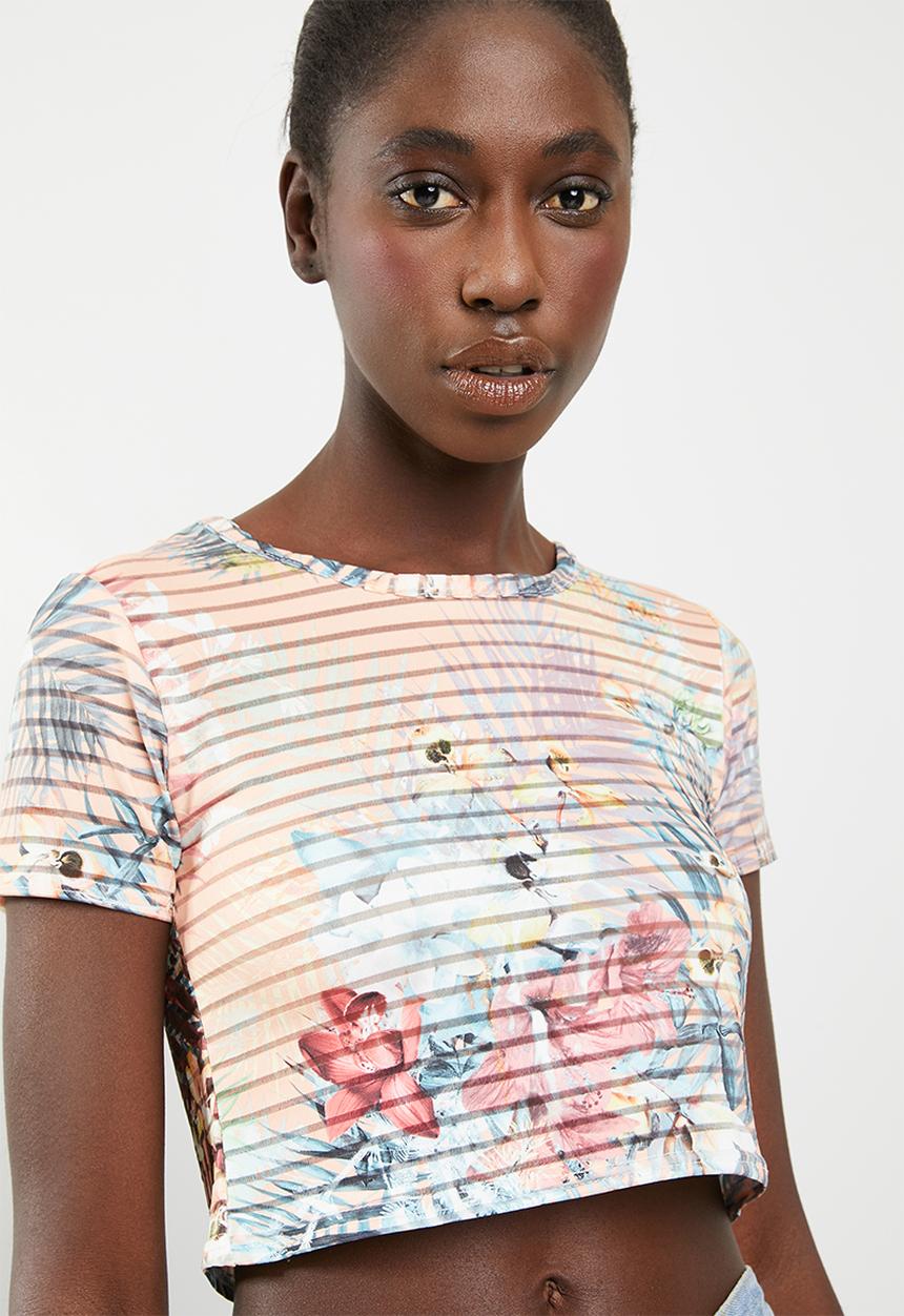 c(inch) - Tropical cropped T-shirt - multi