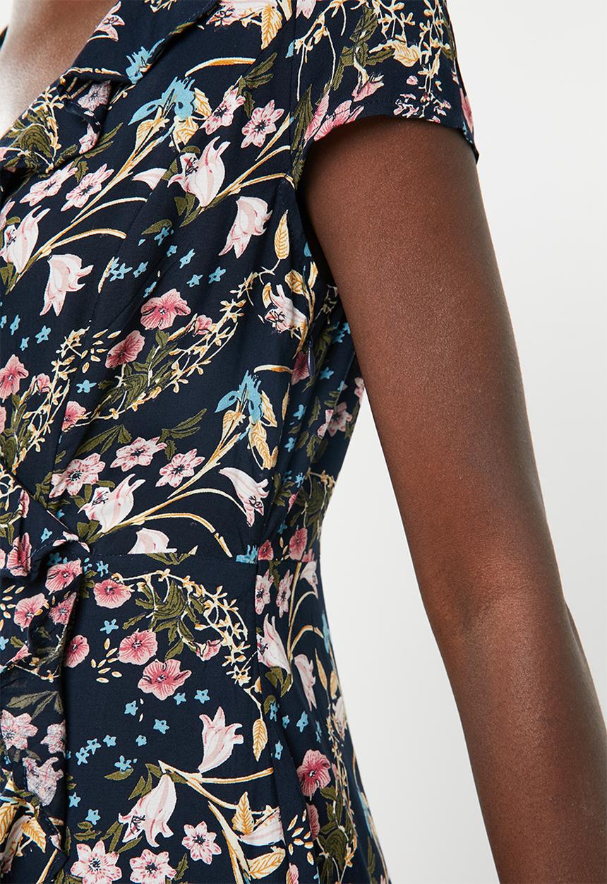 Revenge - Wrap over cap sleeve floral dress - multi