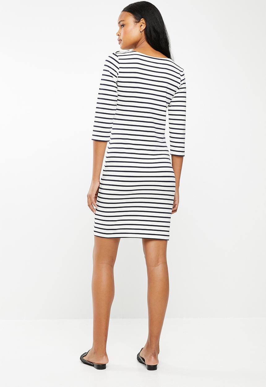 POLO - Jade stripe dress - cream & navy 