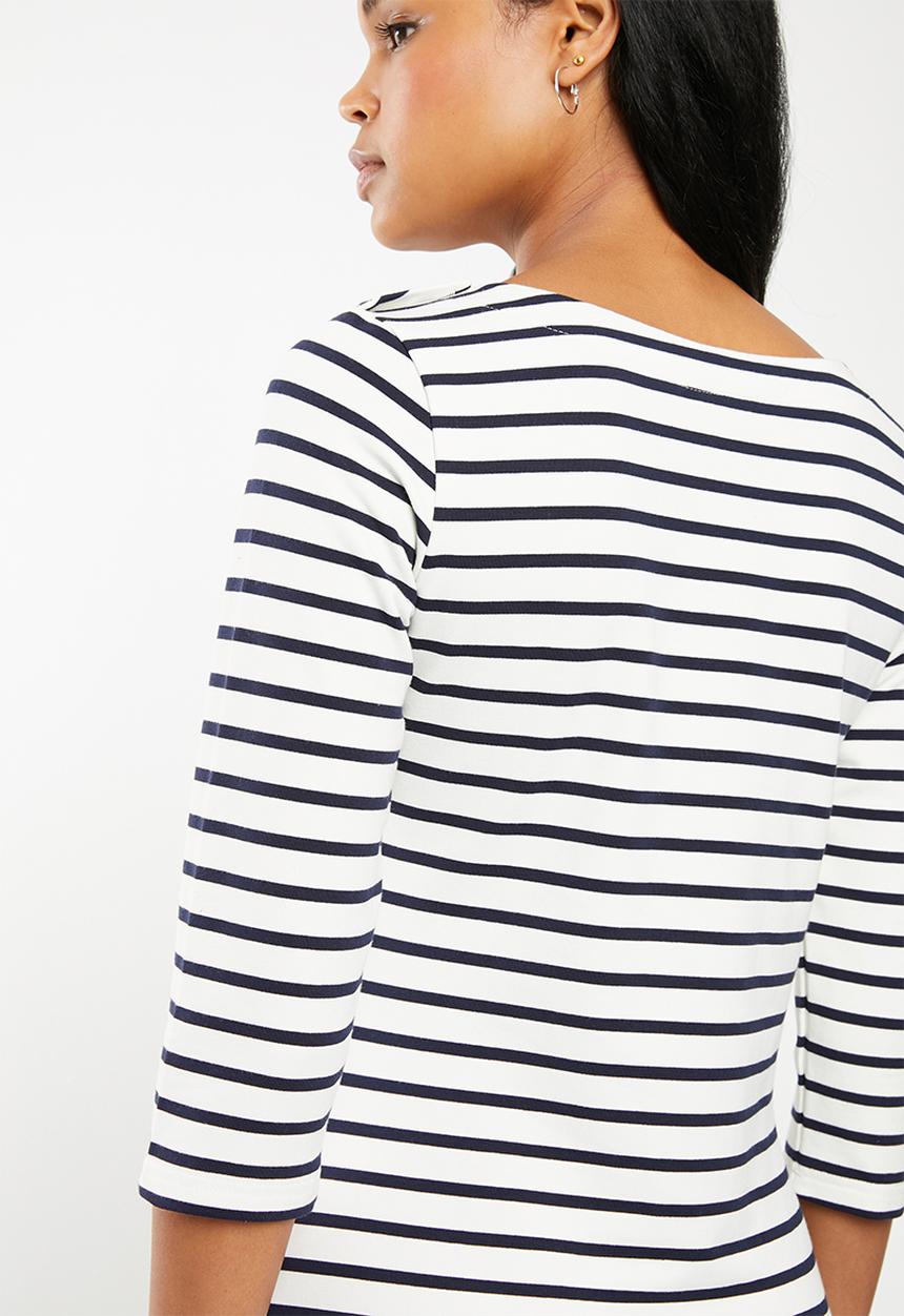 POLO - Jade stripe dress - cream & navy 