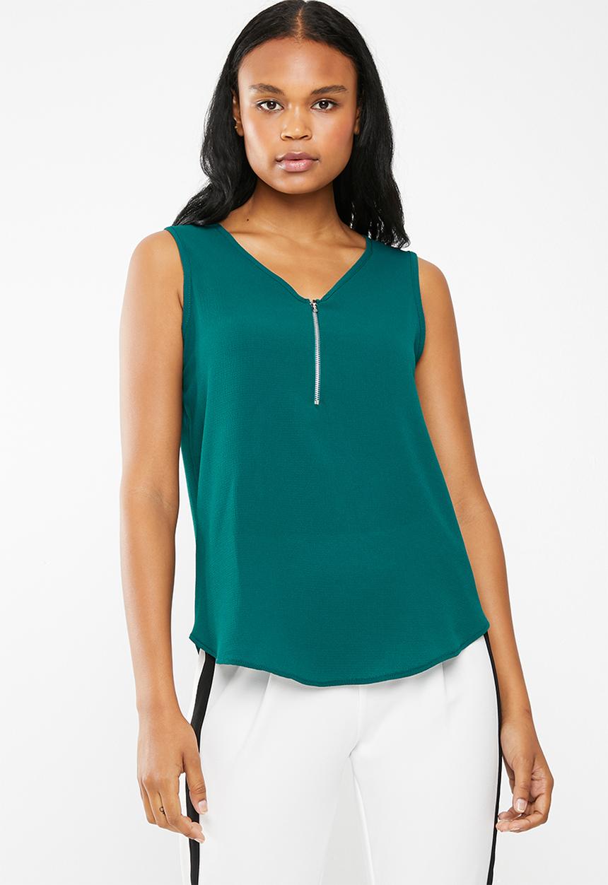 edit - Zip front top - green