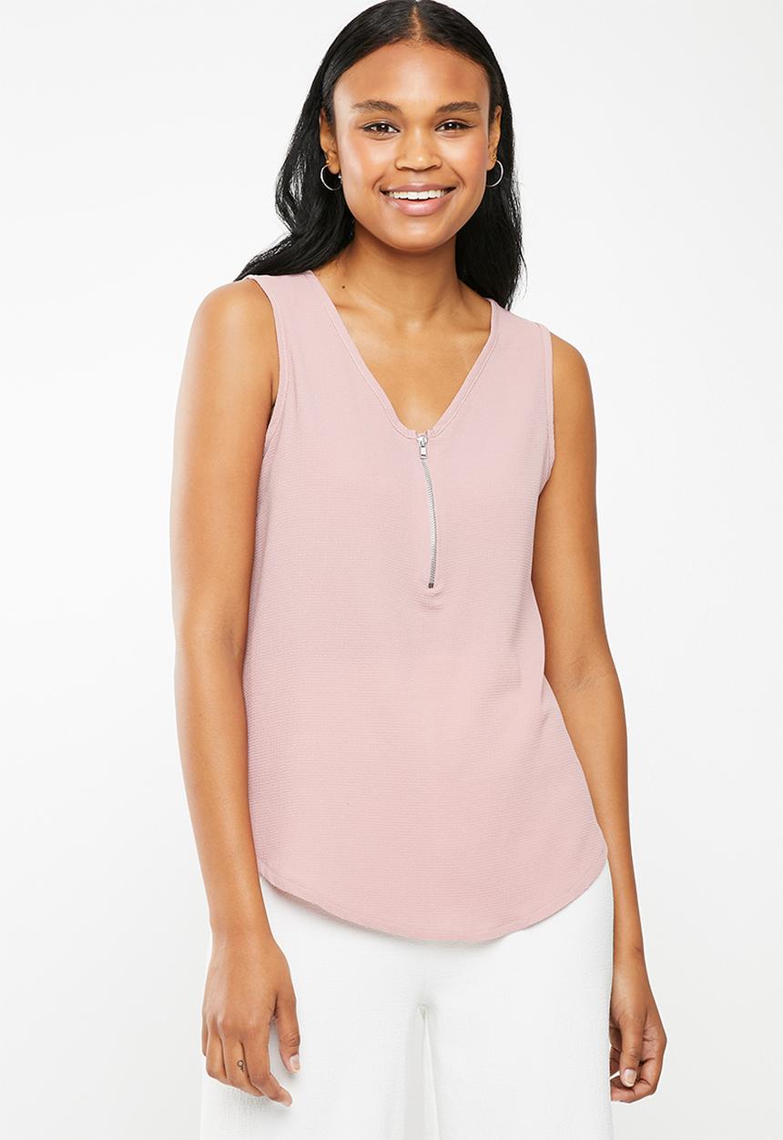 edit - Zip front top - pink
