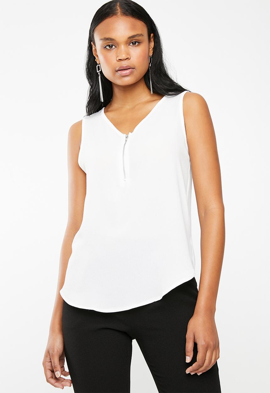 edit - Zip front top -  white