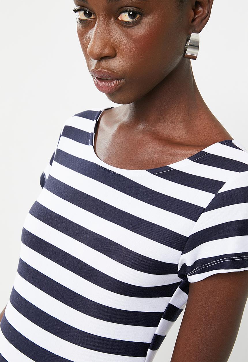 c(inch) - Fitted bodycon dress - navy and white