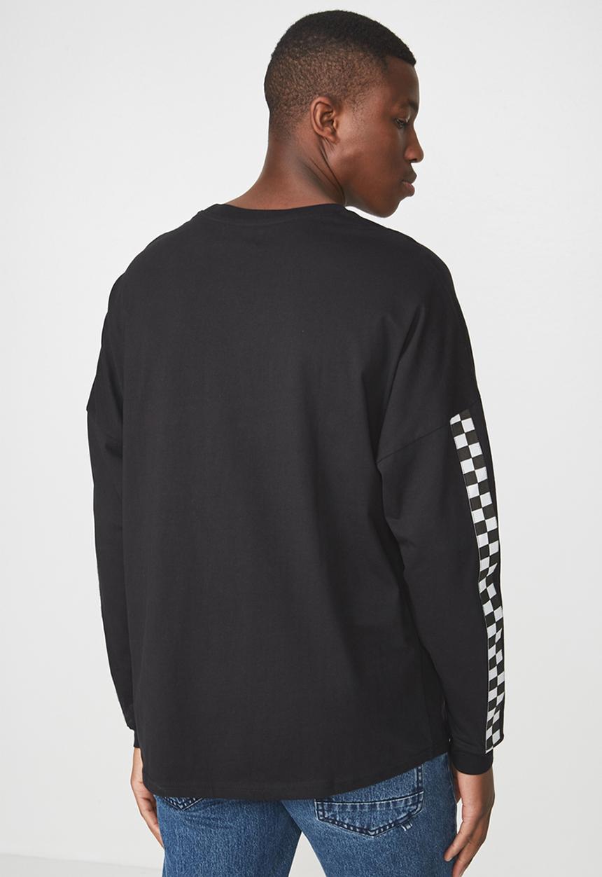 Cotton On - Drop shoulder long sleeve tee - black