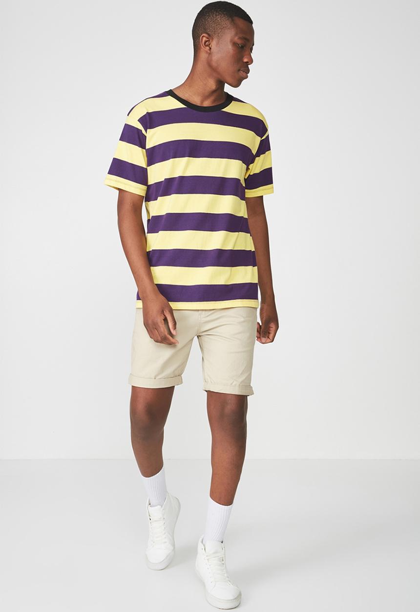 Cotton On - Downtown loose fit short sleeve tee - yellow & purple