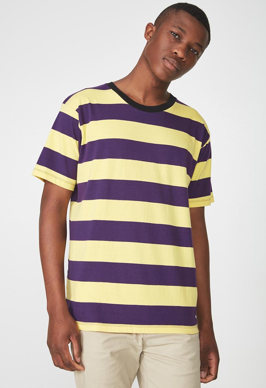 Cotton On - Downtown loose fit short sleeve tee - yellow & purple