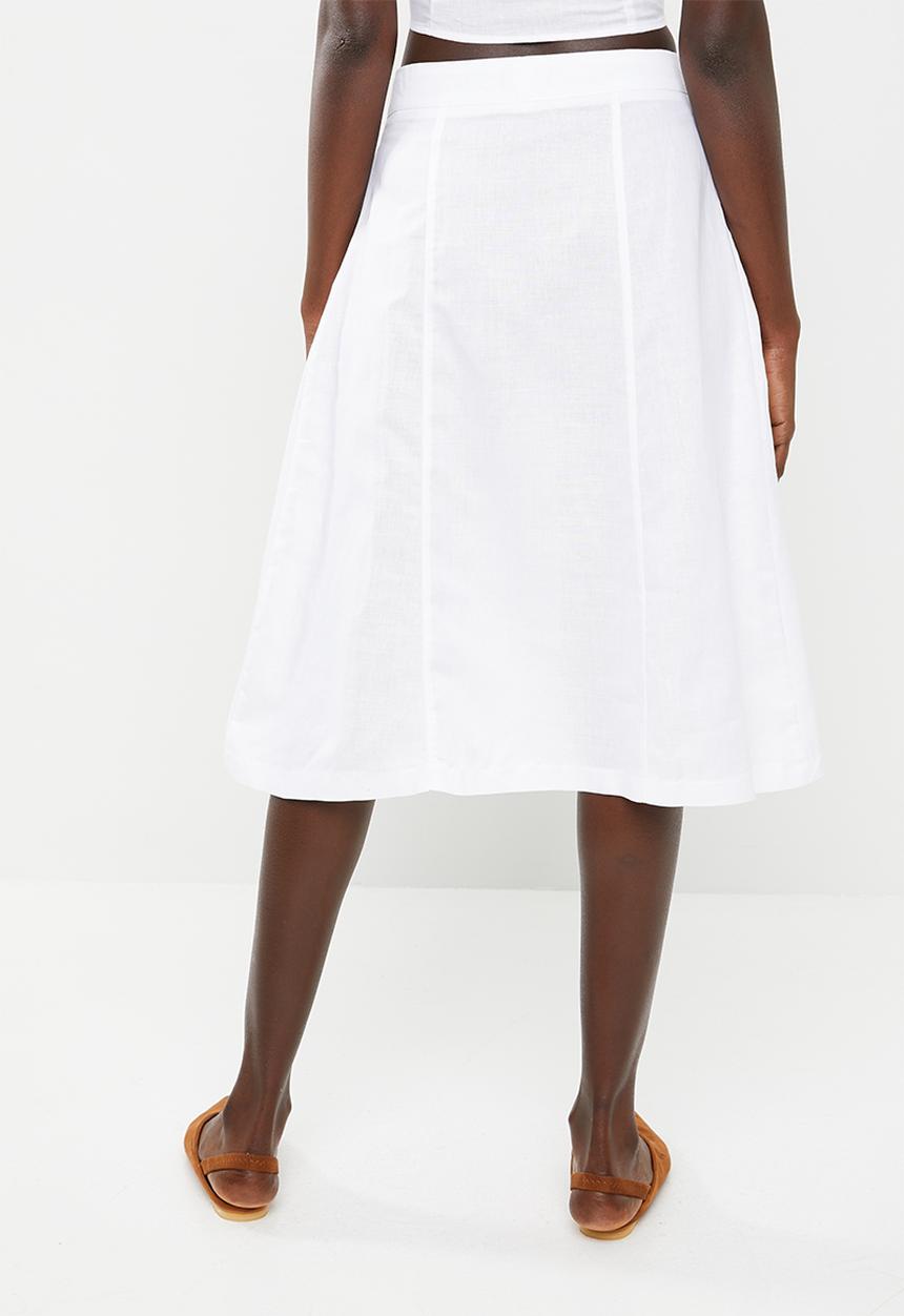 STYLE REPUBLIC - Front button midi skirt - white