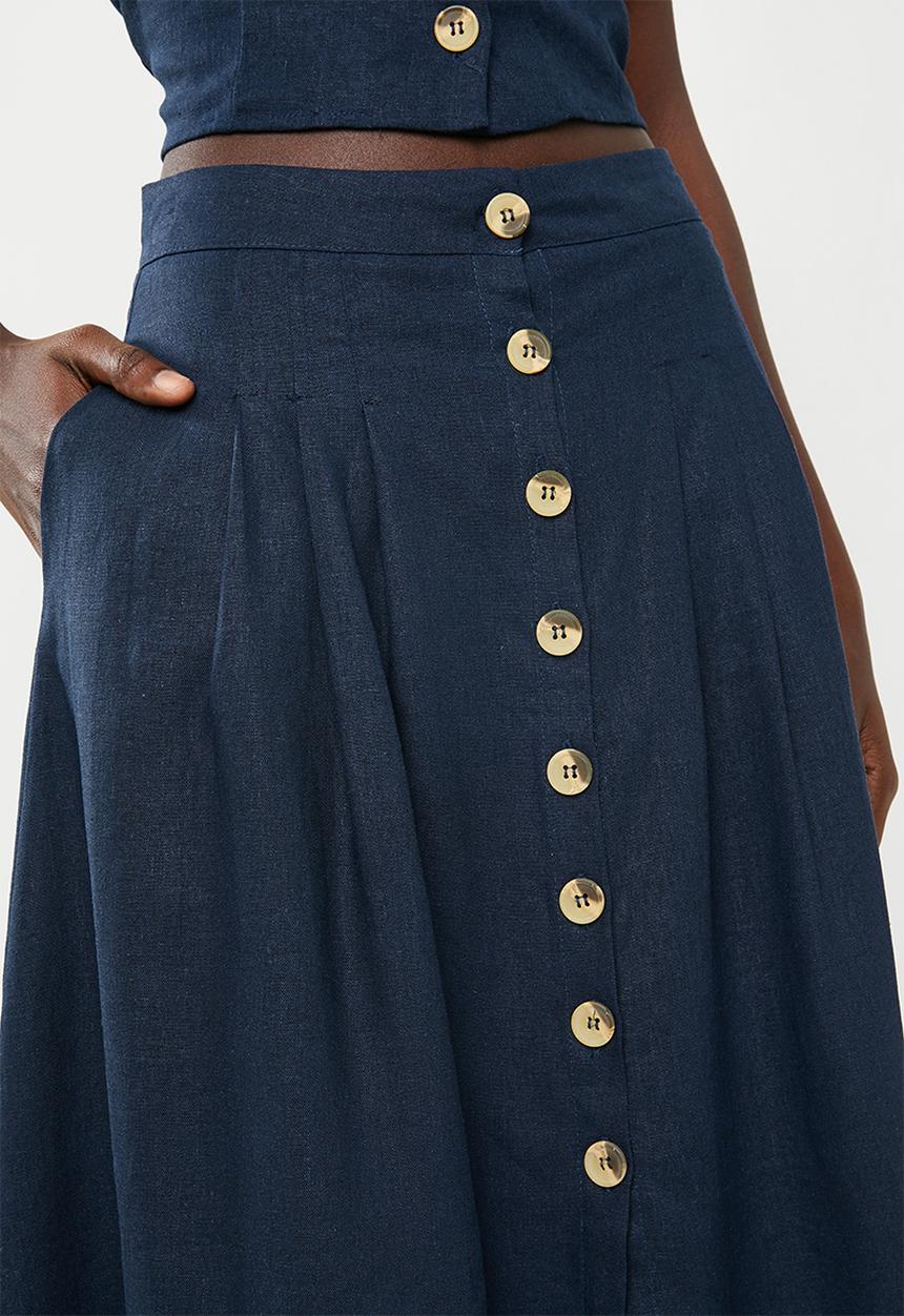 STYLE REPUBLIC - Front button midi skirt - navy