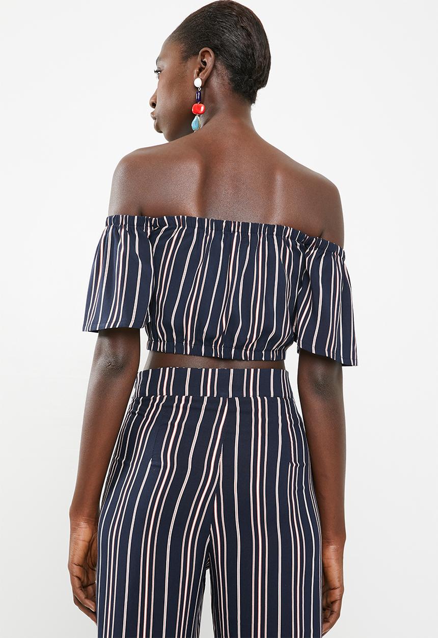 STYLE REPUBLIC - Bardot crop top - navy