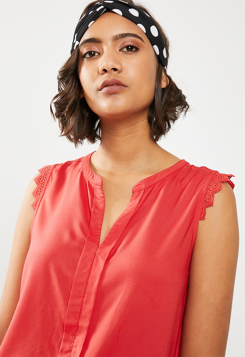 ONLY - Kimmi capped sleeve top - red