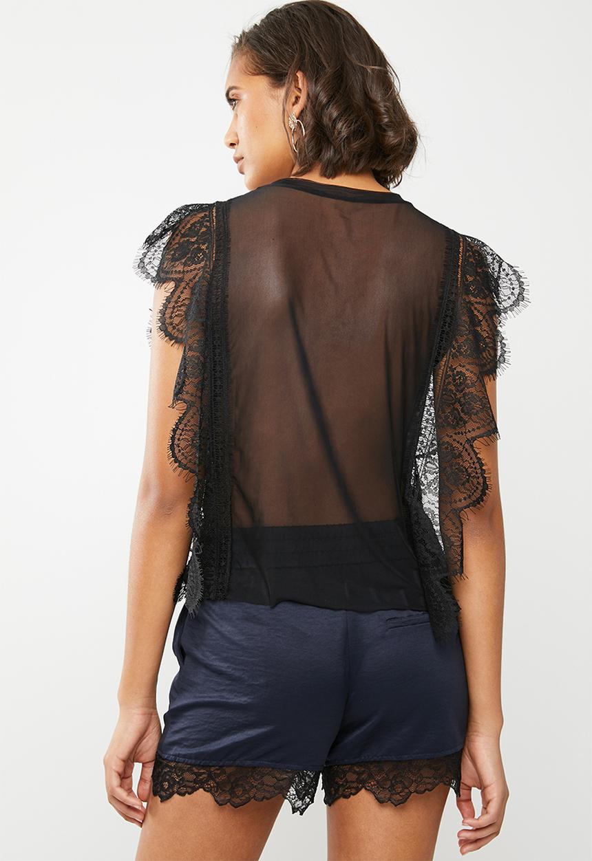 ONLY - Eduna lace blouse - black 